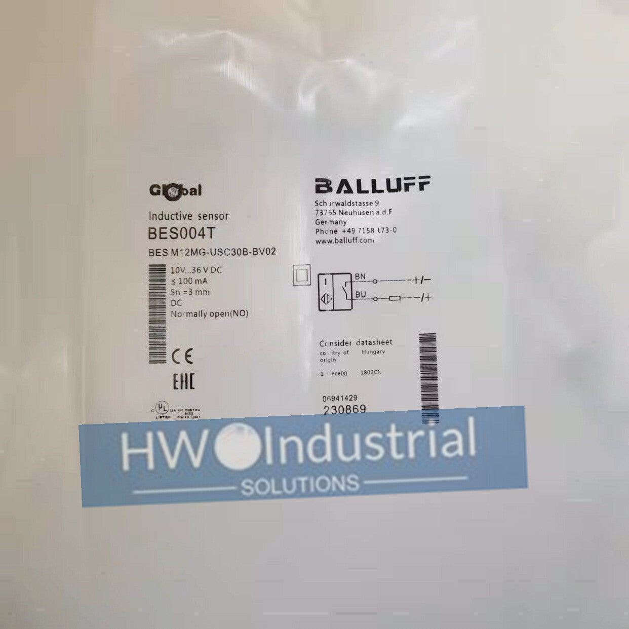 1PC BES004T BALLUFF Proximity Sensing Switch BES M12MG-USC30B-BV02 Sensor