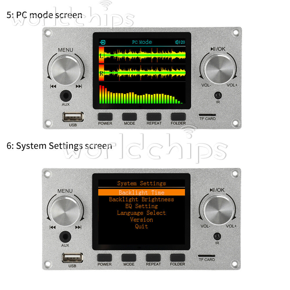 2.8inch IPS Bluetooth MP3 Decoder Board TF USB Car Amplifier Audio Player 2 Way