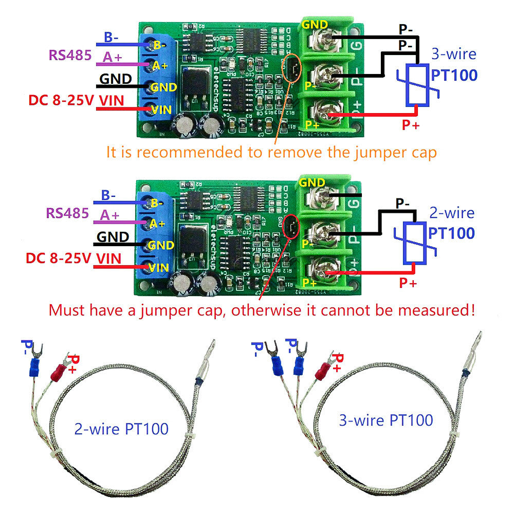 DC12V PT100 RTD Converter RS485 Modbus Rtu Temperature Sensor Module Board