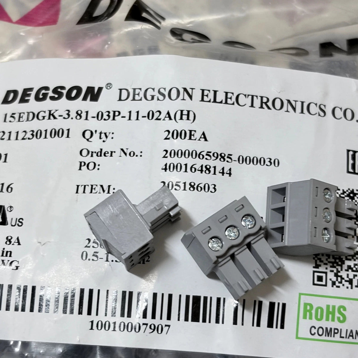 10PCS  FOR 15EDGK-3.81-03P-11-02A wiring terminal connector