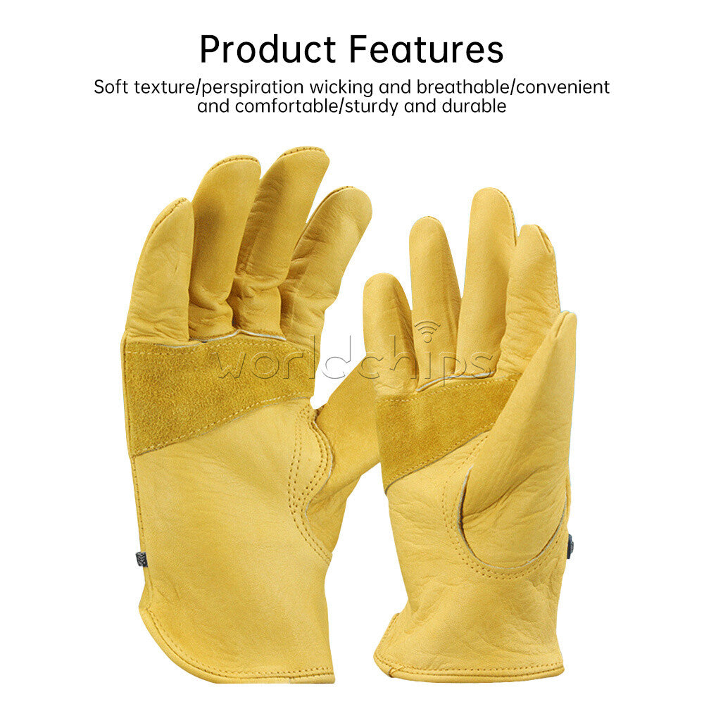 Yellow Leather Driver Work Gloves BBQ Gloves Oven Gloves Safety Work Gloves