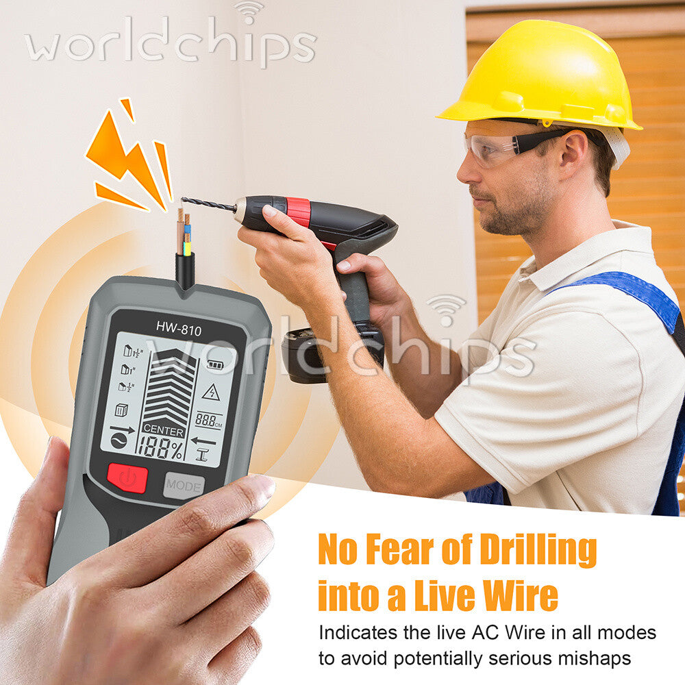 6-in-1 Stud Finder Wall Scanner LCD Display Detector for Wood AC Metal detection