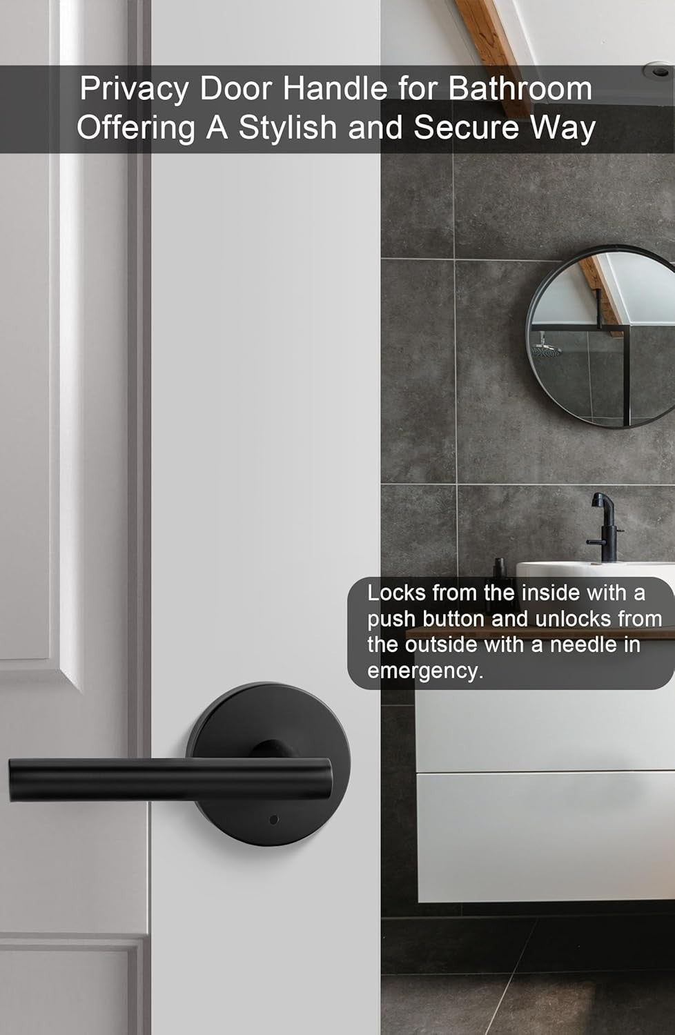6-Pack Matte Black Interior Door Handles, Zinc Alloy Heavy Duty Privacy Levers