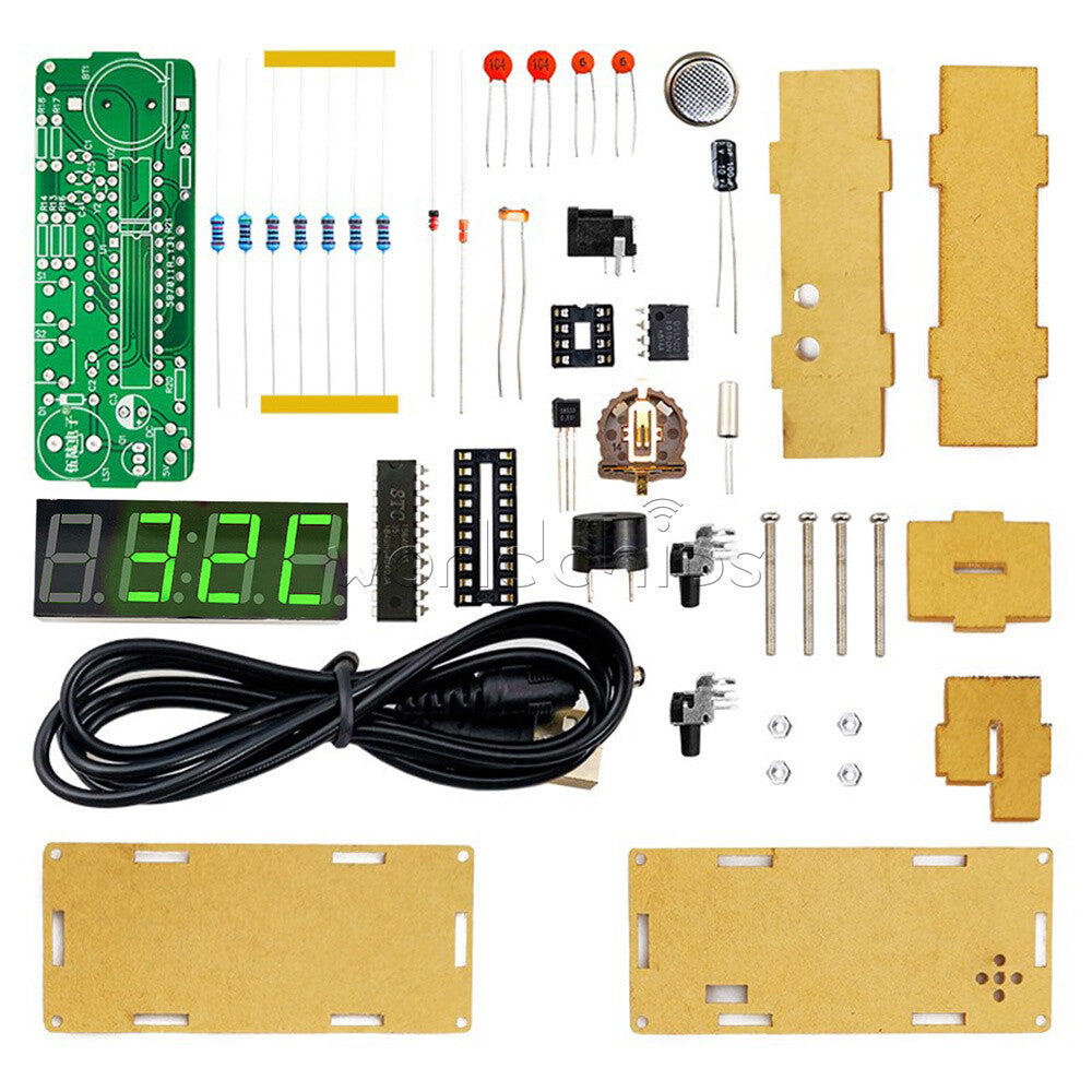 Electronic Clock Kit Set 51 Microcomputer LED Temperature / Time Display DS1302