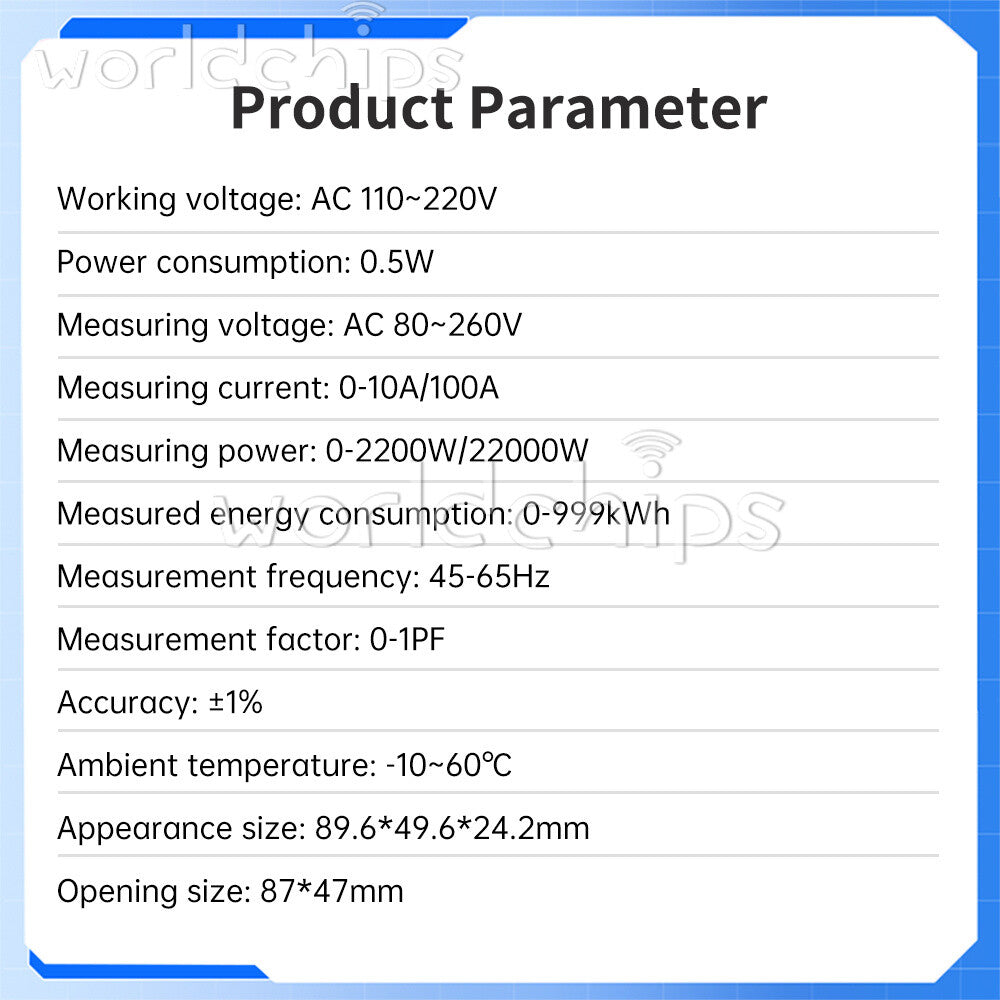 PZEM-022VH AC Digital Power Tester Voltage Ammeter Power Capacity Meter 22000W