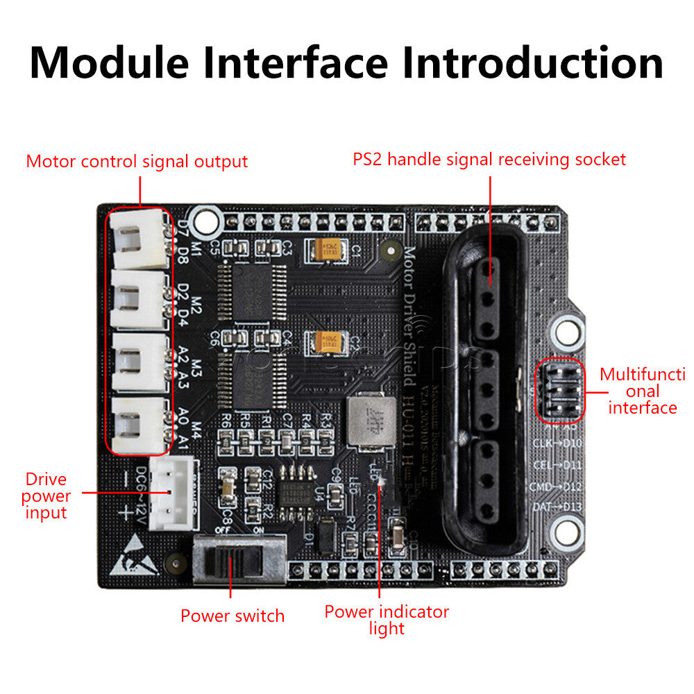 HU-011 TB6612FNG 4 Way Motor Drive Expansion Board 6-12V Expansion Board Module