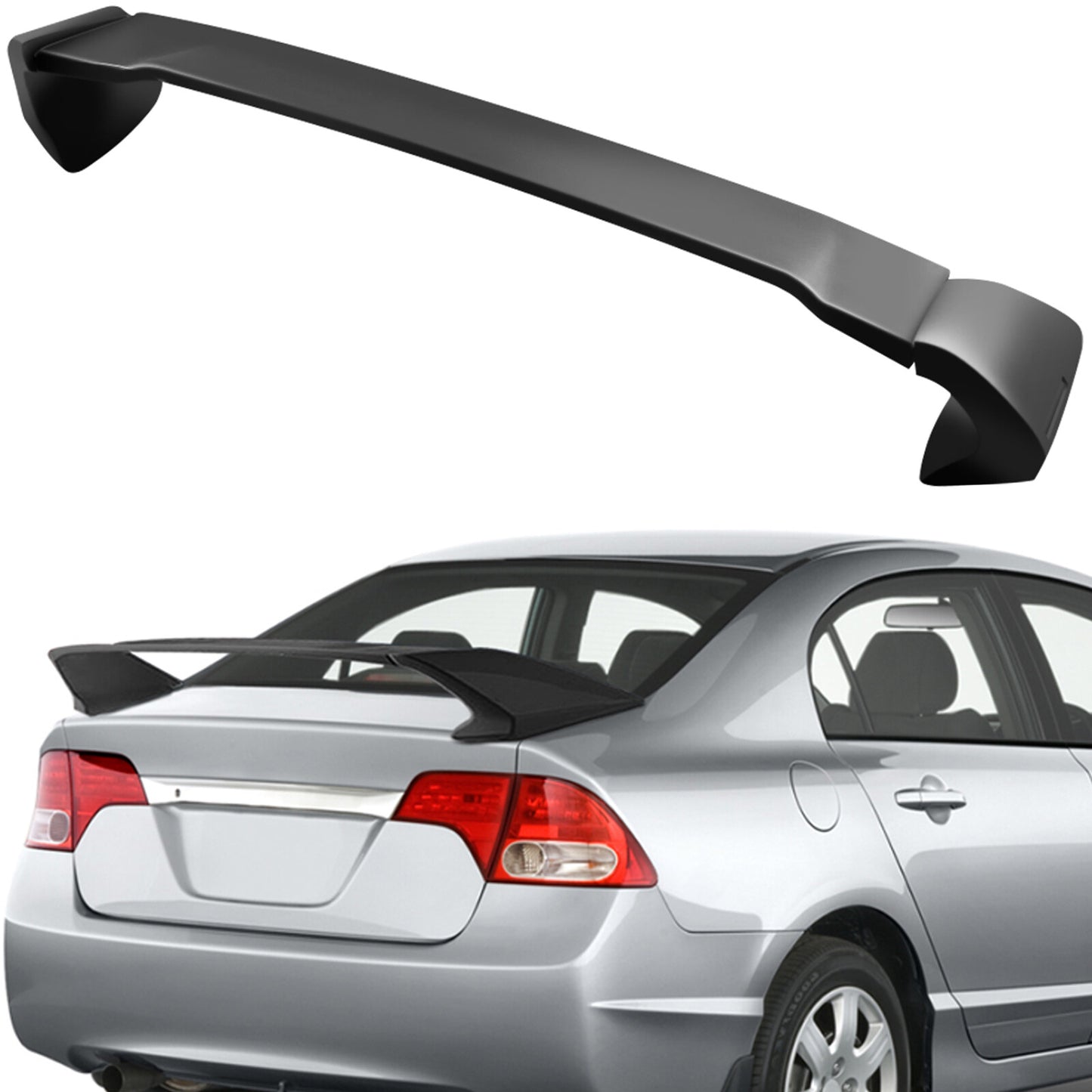 Fit For 2006-2011 Honda Civic 8th Gen 4DR Black Rear Trunk Wing Spoiler
