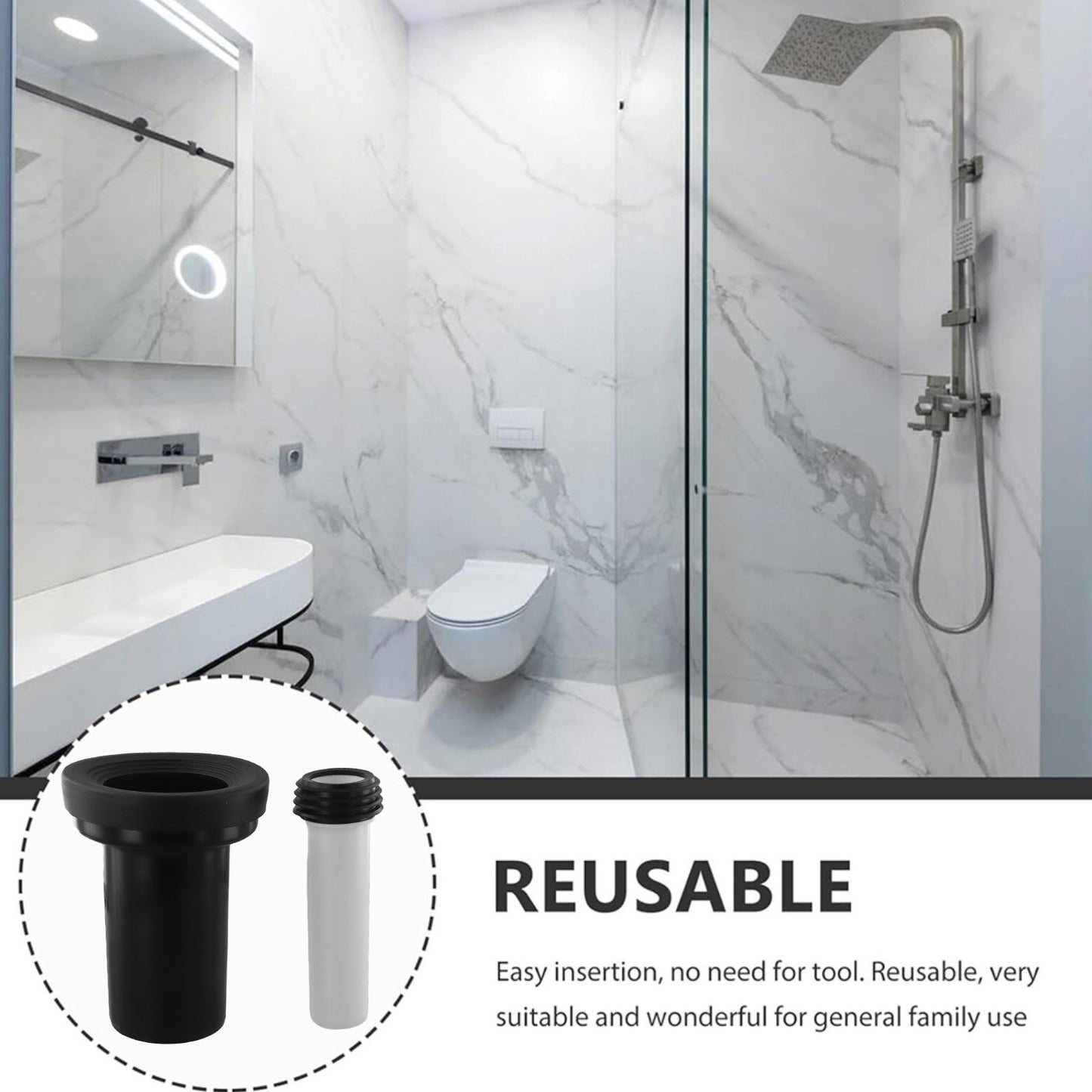 Toilet Drain Pipe Extension Set Thickened PVC for Anti Leakage and Clogs