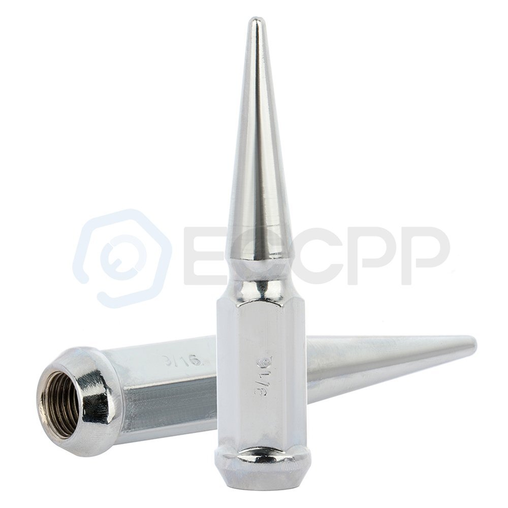 (32) 9/16-18 Chrome 4.5'' Tall Spike Wheel Lug Nuts + 1 Key Fits Ford & Dodge