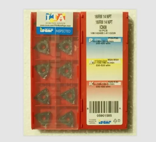 10Pcs/box For ISCAR 16IRM 14NPT IC908 carbide inserts Indexable Threaded Inserts