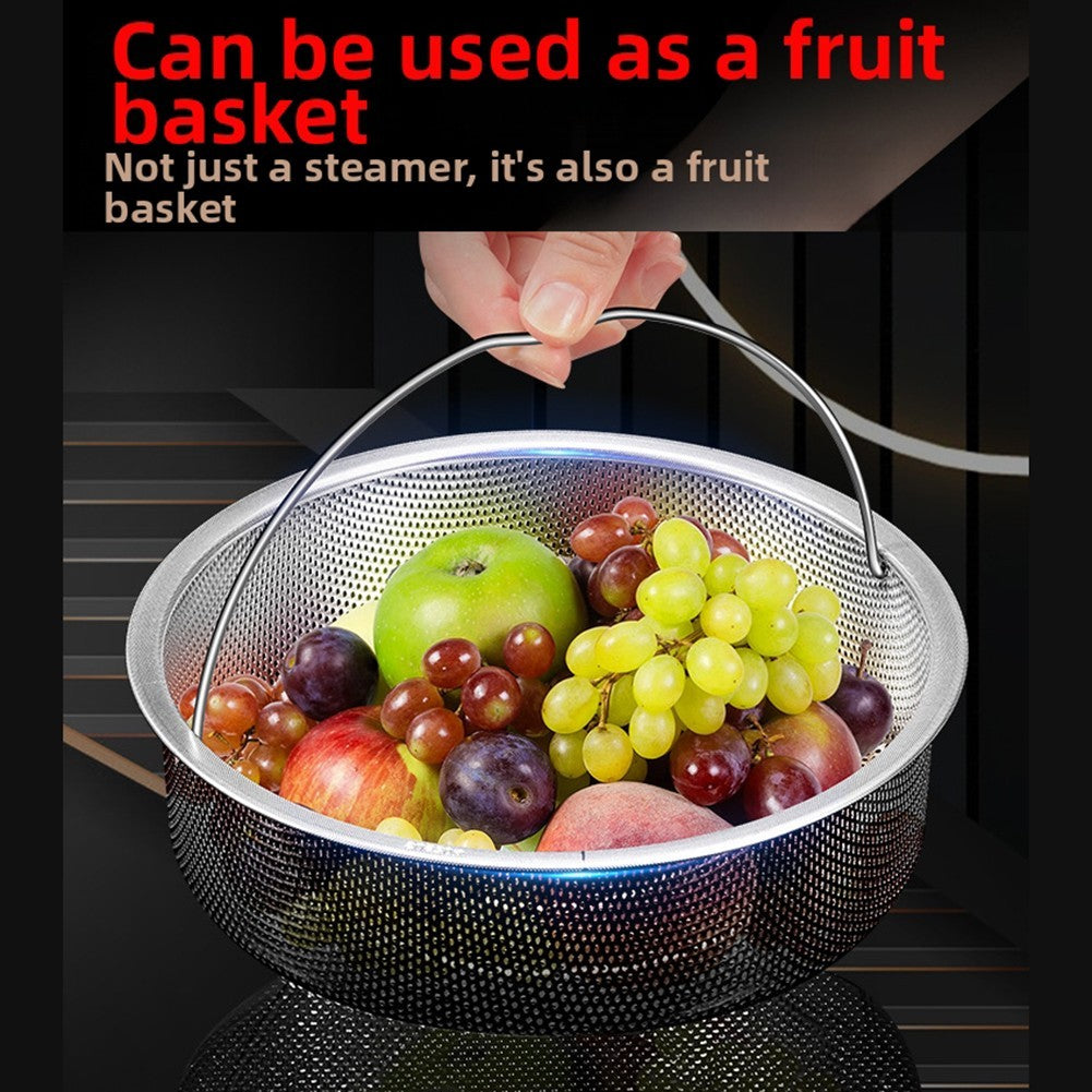 Stainless Steel Food Steamer Basket with Handle Designed for Even Cooking