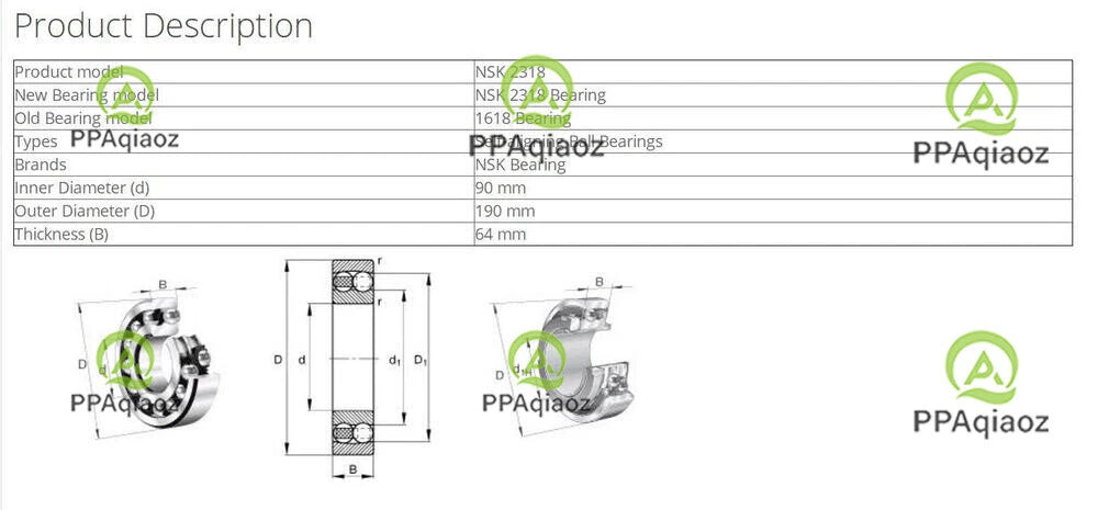 1PC NSK 2318 Self-Aligning Ball Bearings 90x140x64mm #P