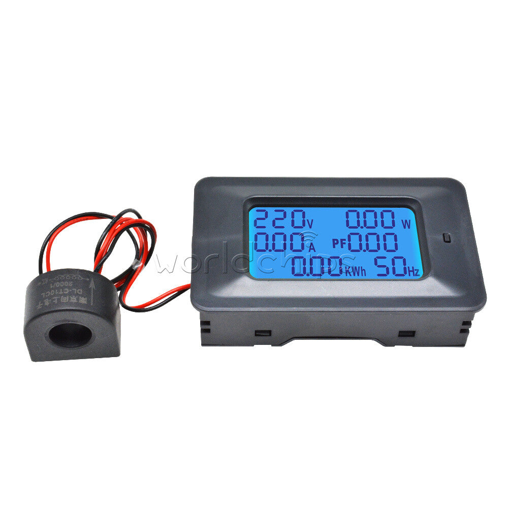 100A 110V-250V Current 6-in-1 Digital LCD Panel Power Monitor Ammeter Voltmeter