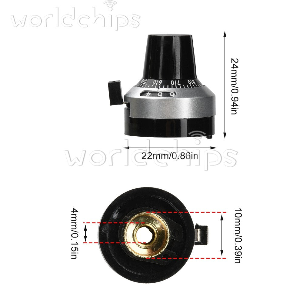 10pcs WXD3 Precision Multi-turn Potentiometer 100Ω~100KΩ Potentiometer Knob 4MM