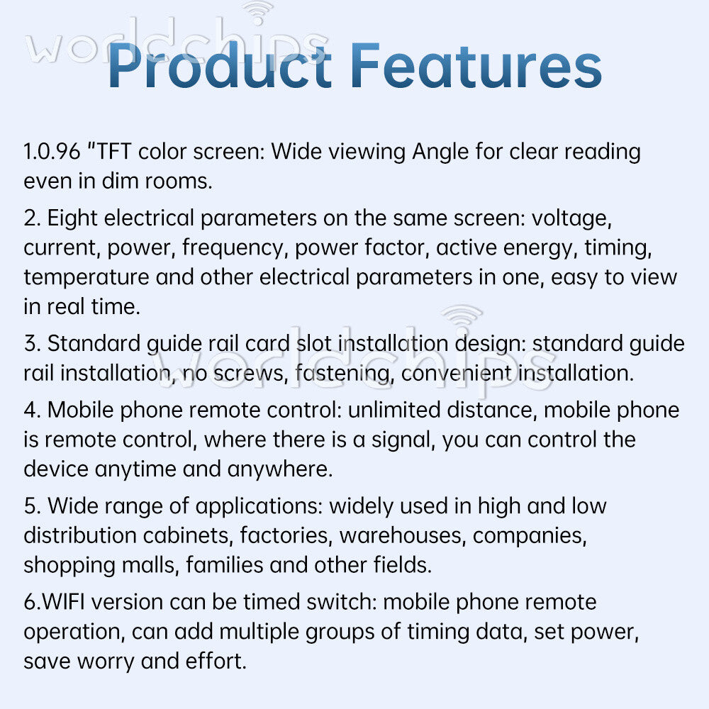 0.96" TFT 8-in-1 2-Phase AC Meter Voltage Current Power Meter AC 85~290V 0~40A