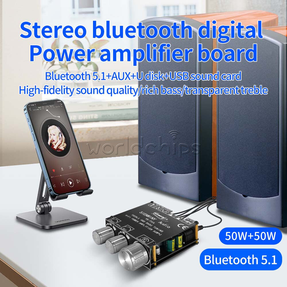 YS-T50L HiFi AUX Audio Bluetooth 5.1 Stereo Digital Power Amplifier Board Module