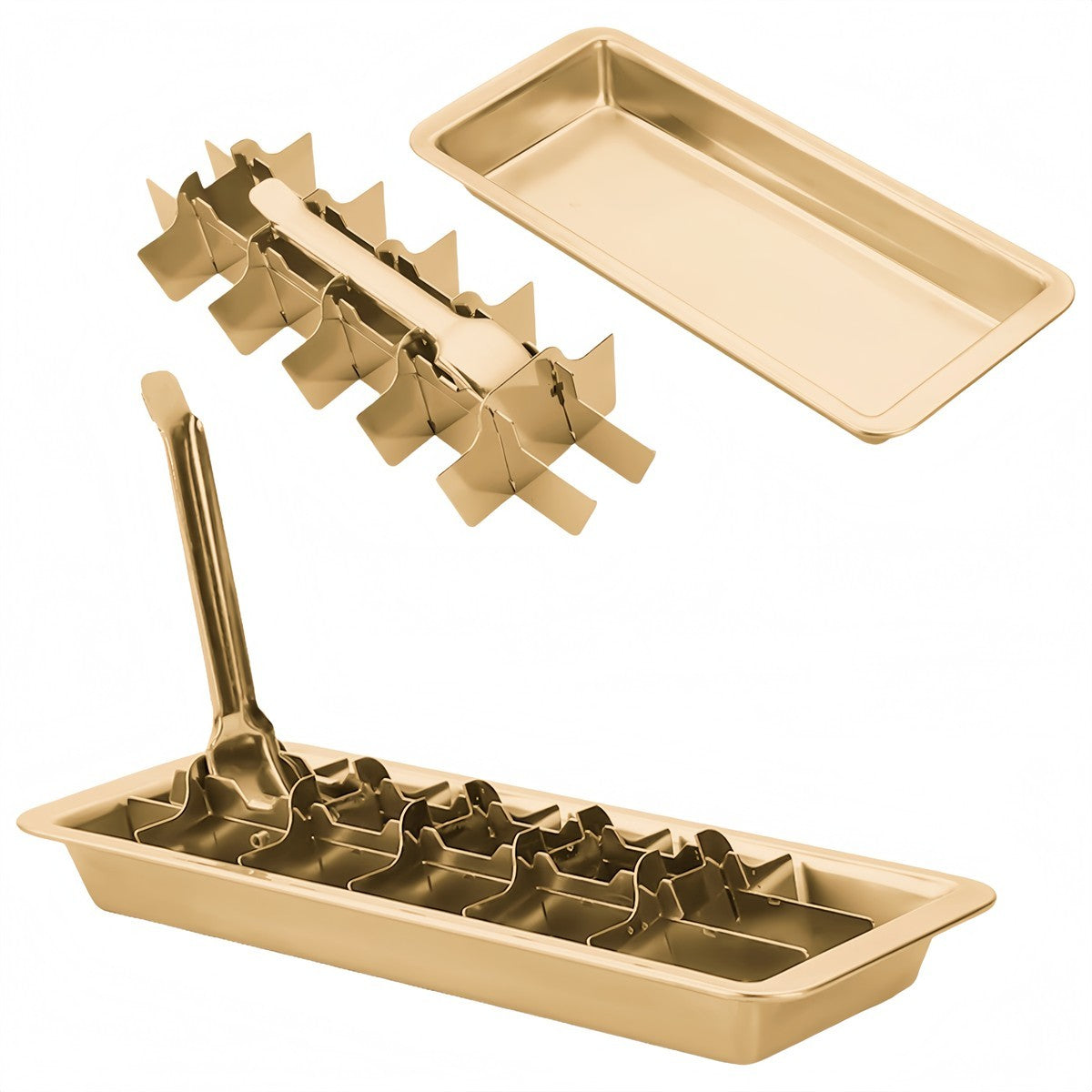 Stainless Steel Ice Cube Maker Tray 18 Slot Removable with Easy Lever Release