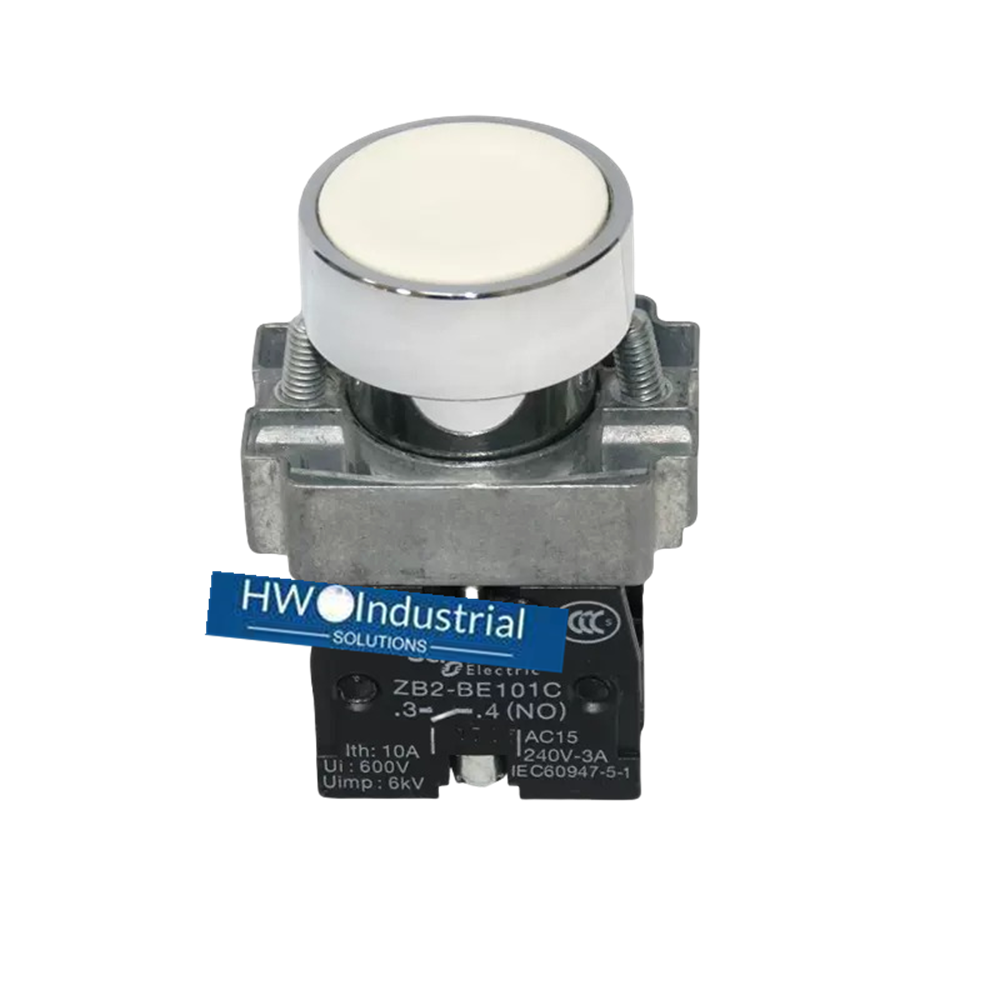 2/Piece  Flat Head Button Self Reset Switch XB2BA11C XB2-BA11C White 1NO