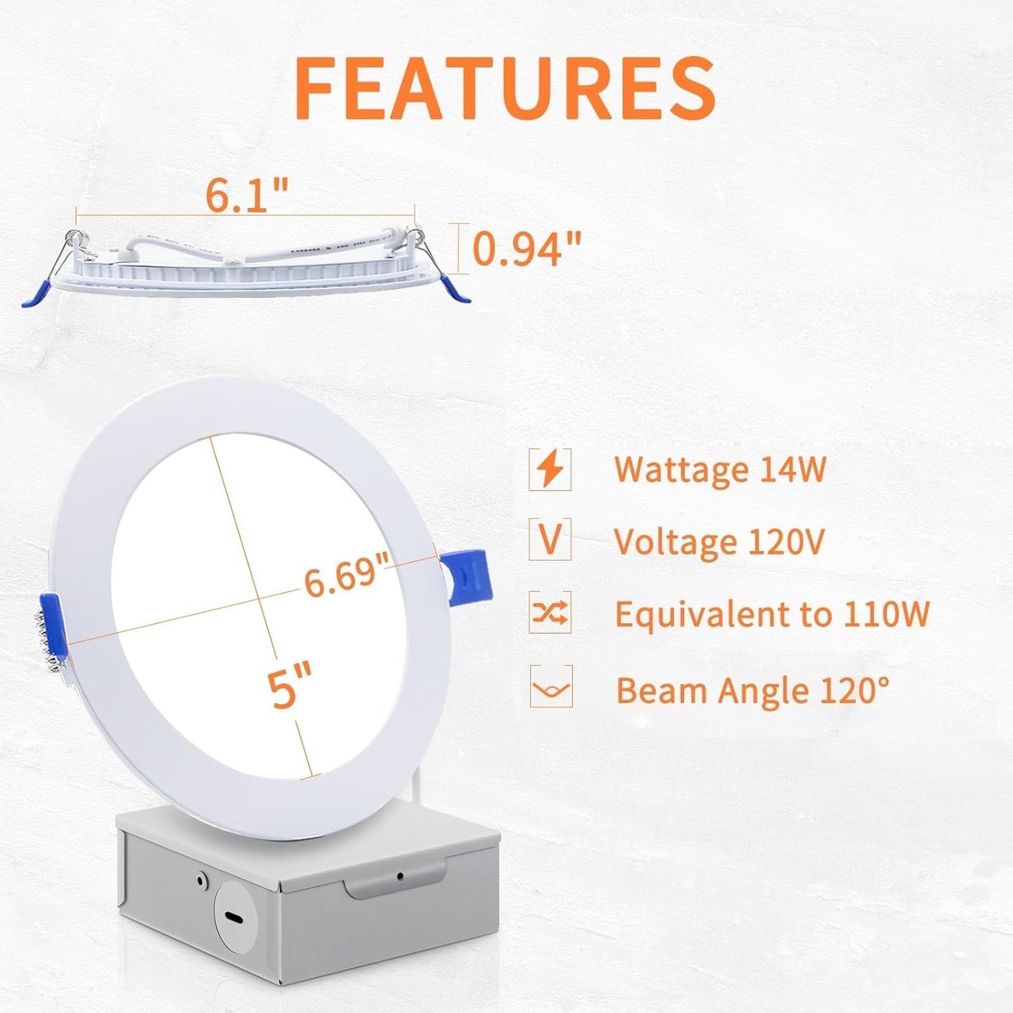 6-Pack Smart LED Recessed Lights, RGB Dimmable, Works with Alexa/Google