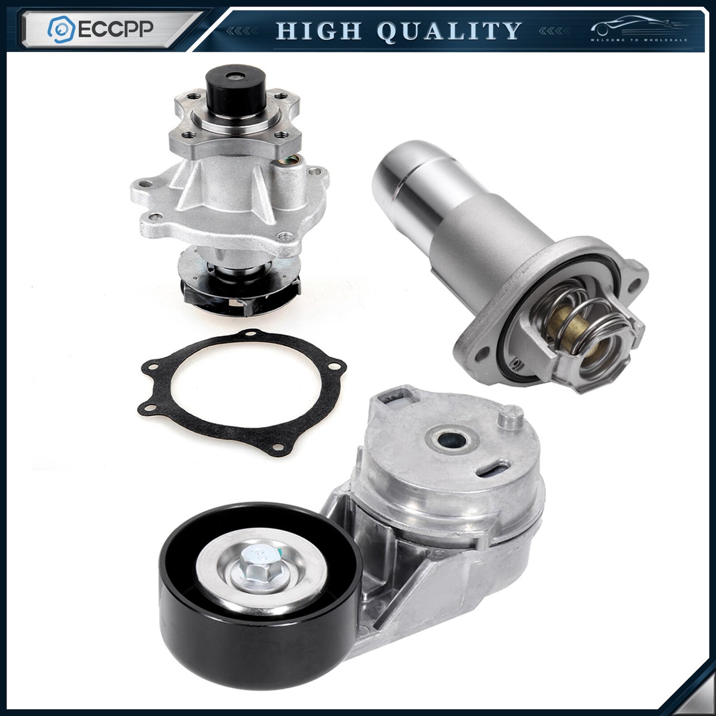 Water Pump+Thermostat+Tensioner Fit for Chevrolet Colorado GMC Canyon Hummer H3