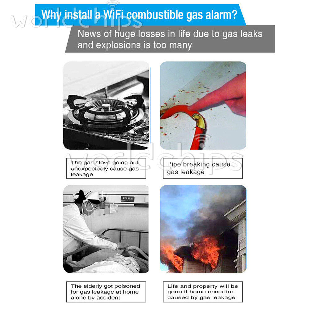 Natural Gas Sensor Combustible /Household Smart WiFi Gas Detector Leakage Alarm