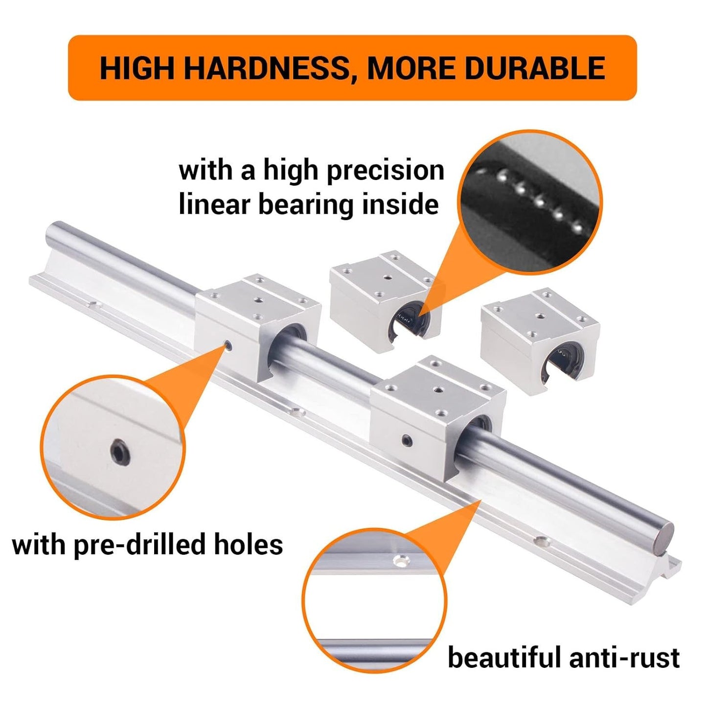 Linear Rail SBR20 1500Mm 2PCS Linear Rail Guide with 4 PCS SBR20UU Square Type C