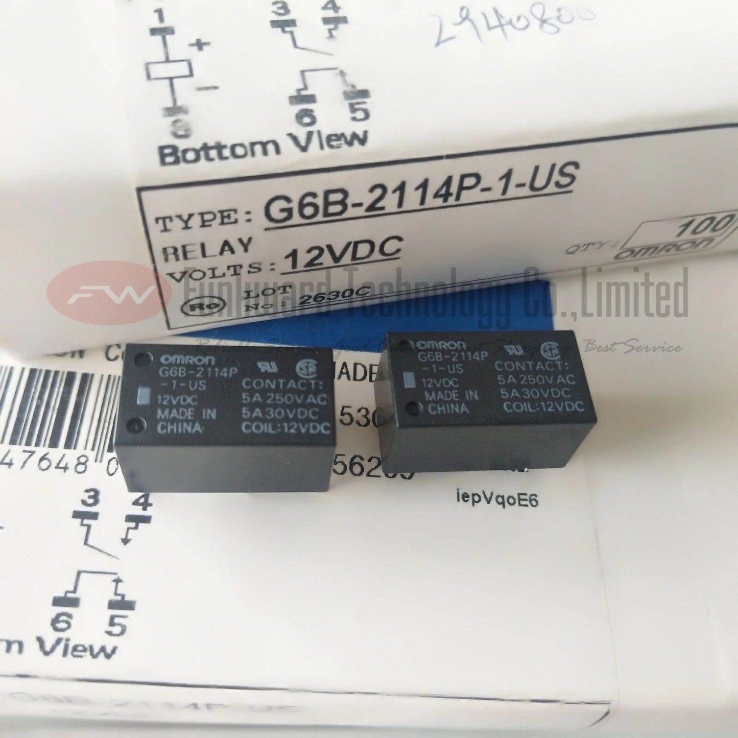 10pcs  G6B-2114P-1-US 12VDC Power Relay 5A 6 Pins