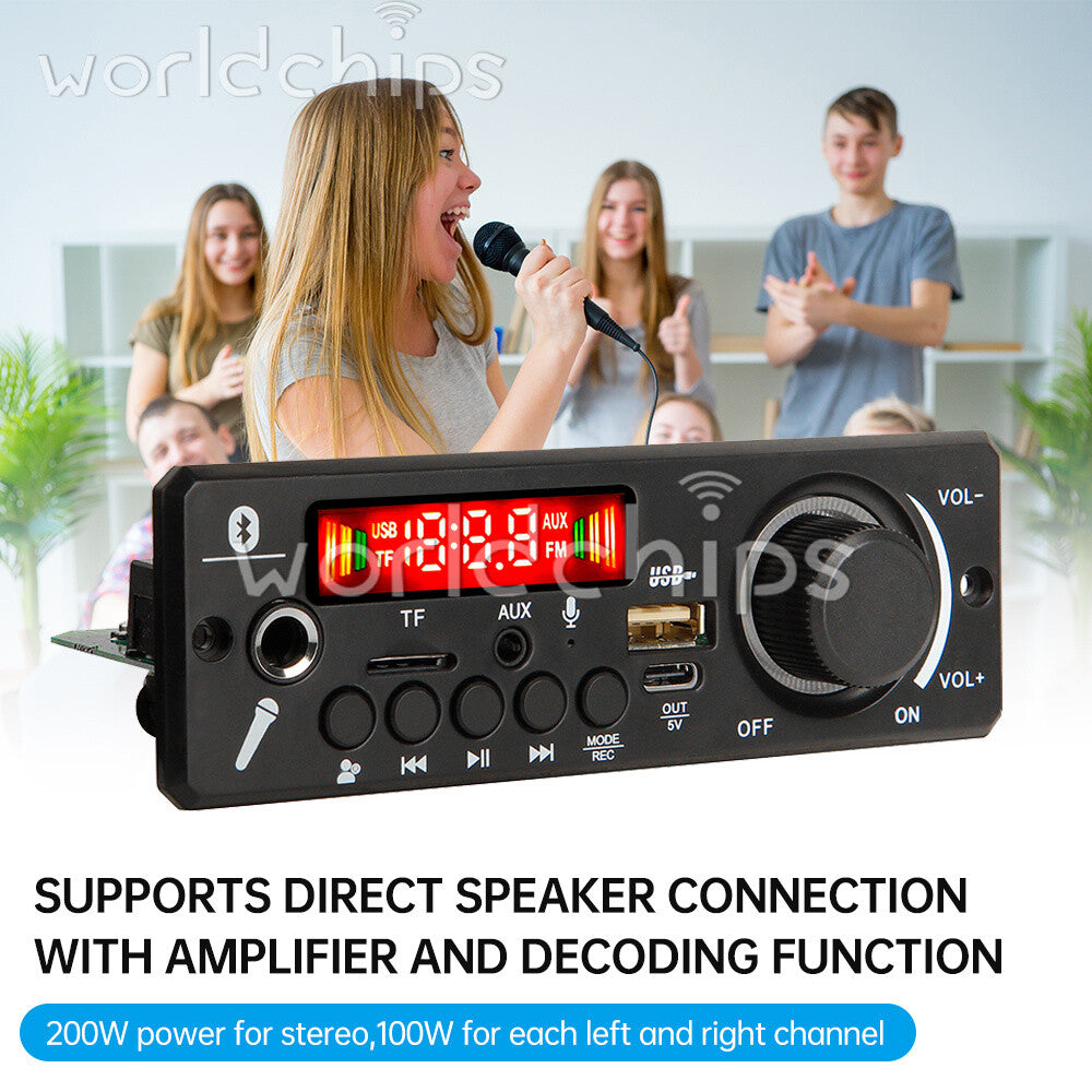 TPA3116 200W Amplifier Bluetooth Audio Decoder Board USB FM Radio Music Player