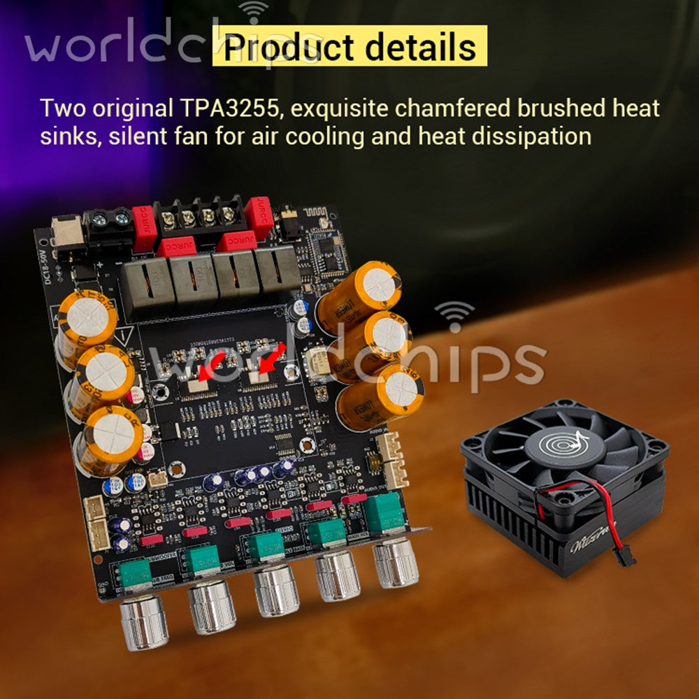 DC18-50V ZK-SUB1200Q Digital Amplifier Board 600W*2 APTX QCC3034+ES9023 Subwoofe