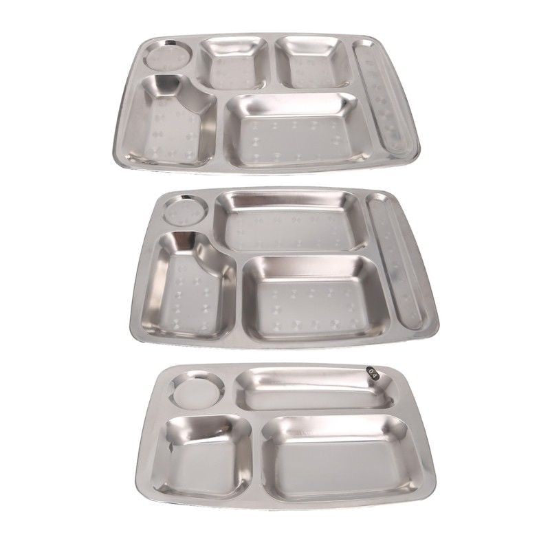 Stainless Steel Kids Snack Tray School  Food Lunch Box Plate 4/5/6 Grids
