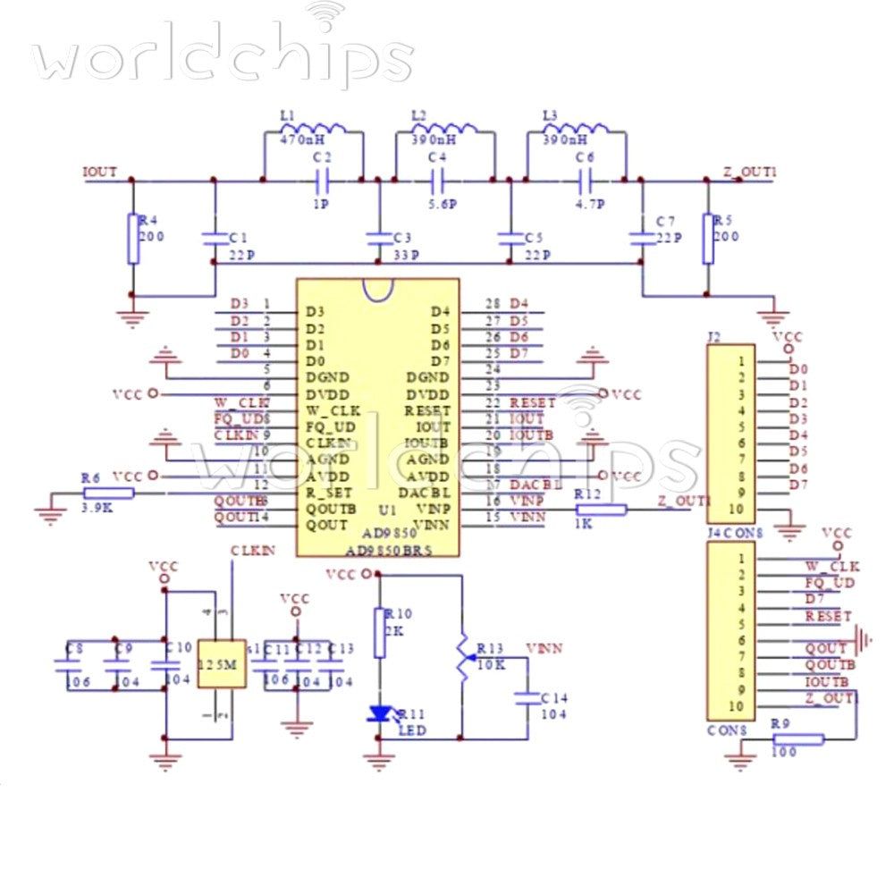 5V AD9850 DDS Signal Generator Module 0-40MHz 2 Sine Wave 2 Square Wave Output