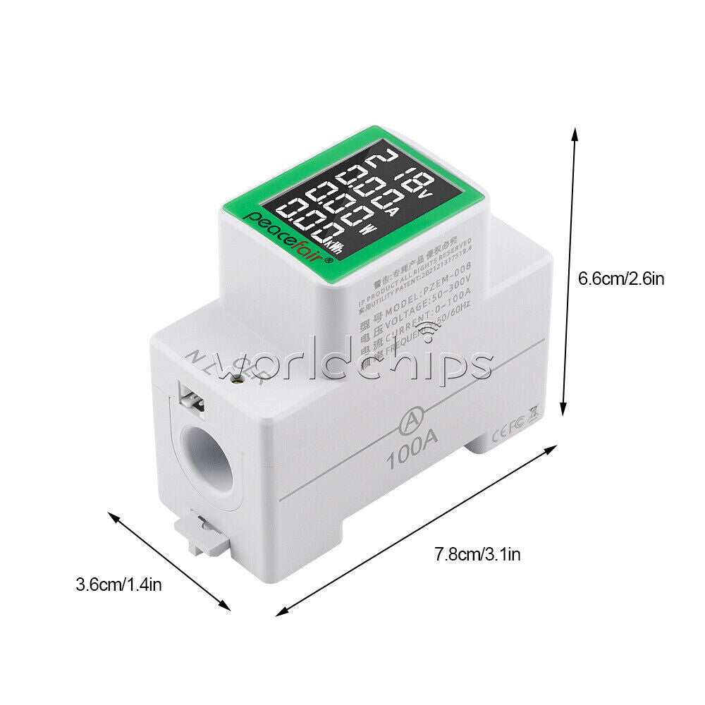 AC 50V-300V 100A Digital Power Energy Voltmeter Ammeter Watt Kwh Power Meter