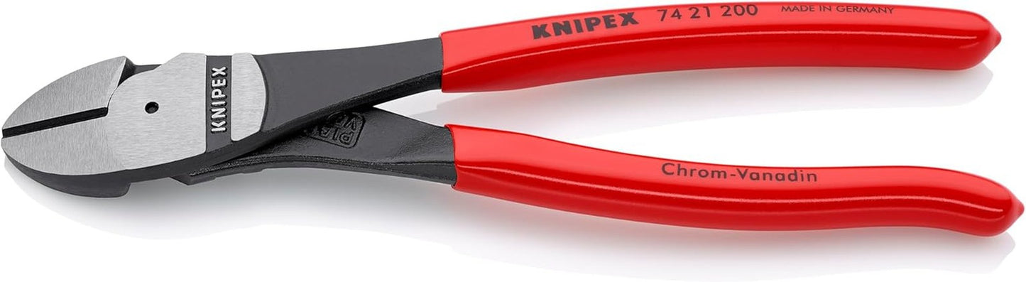 8-Inch High Leverage Angled Diagonal Cutters, Forged Steel, Comfort Grip