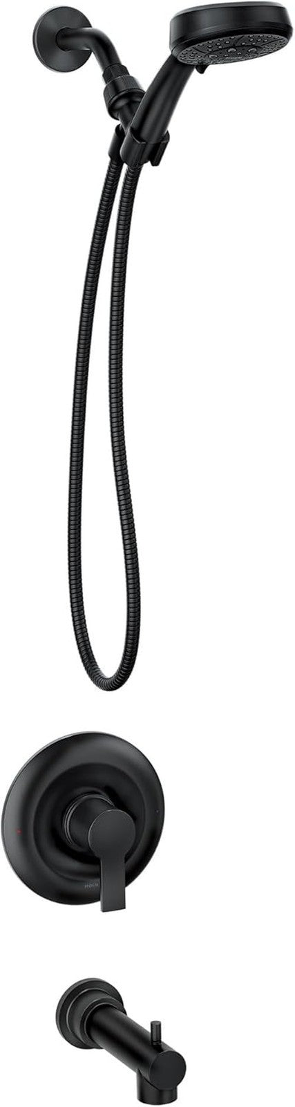 Matte Black Single Handle Shower Faucet Set with Handshower and Tub Spout