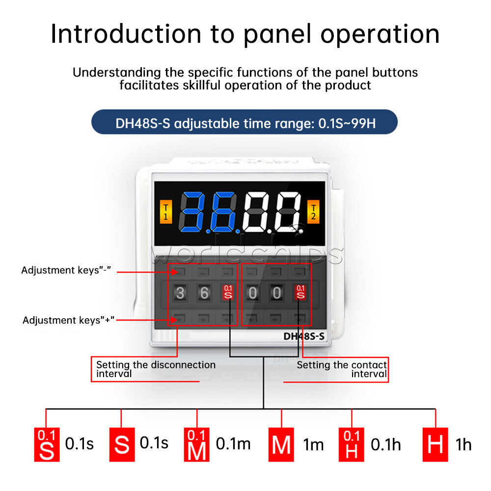 DH48S-S 0.1s-99h AC/DC12V 24V AC220V Cycle Timer Time Switch Relay With Base