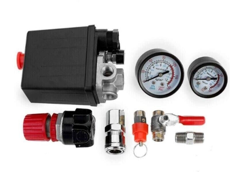 120PSI Air Compressor Pressure Switch Control Valve Manifold Regulator Gauges