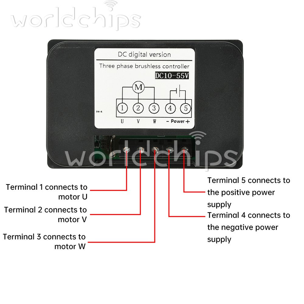 10-55V15A Brushless DC Speed Controller 3-Phase Motor Controller Forward/Reverse