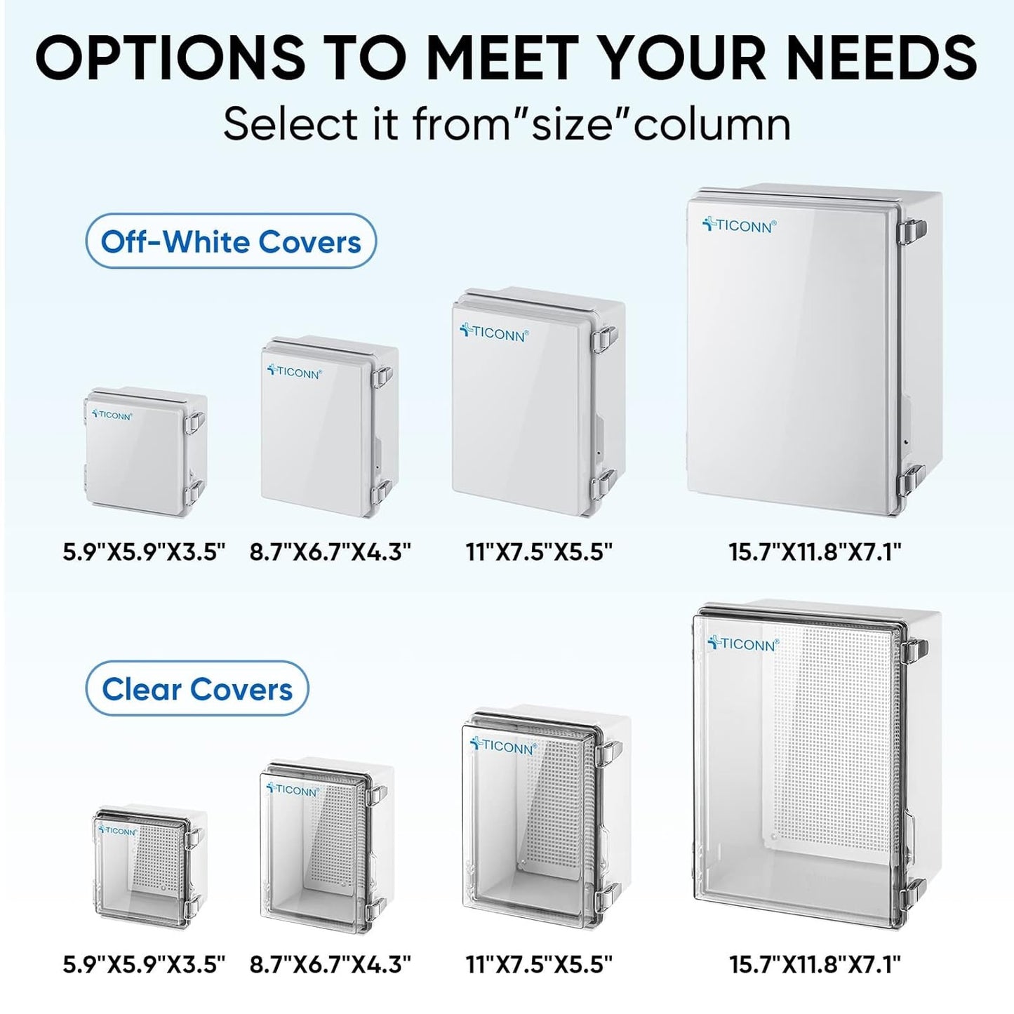 Waterproof Electrical Junction Box IP67 ABS Plastic Enclosure with Hinged Cover