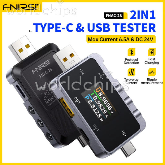FNIRSI FNAC-28 2-in-1 Type-C USB Tester Voltmeter Ammeter Voltage Current Meter