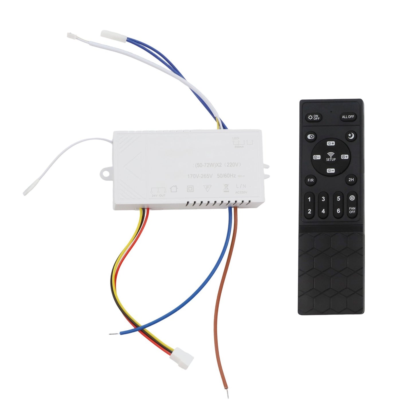 LED Ceiling Fan Remote Control 6 Speeds Light Adjustment Battery Monitor