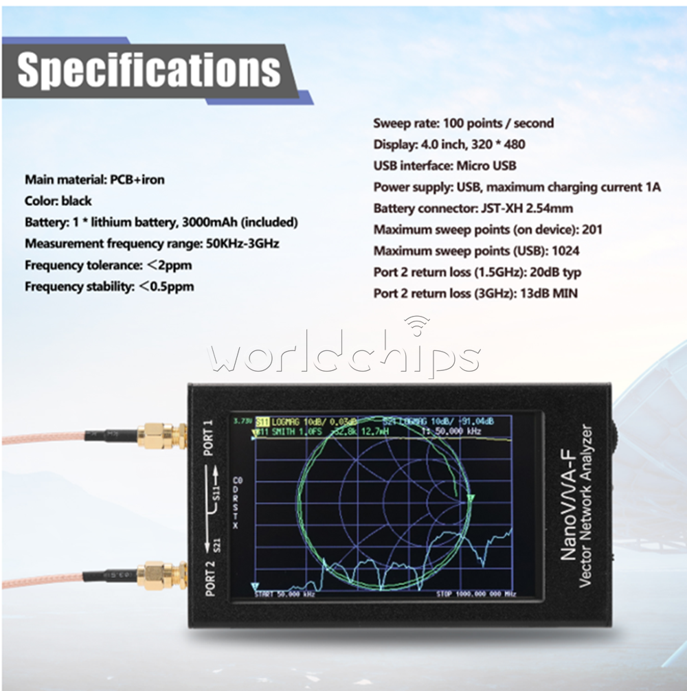 2.8"Inch 4"Inch SAA-2N SAA-2 NanoVNA V2 Vector Network Antenna Analyzer VHF UHF