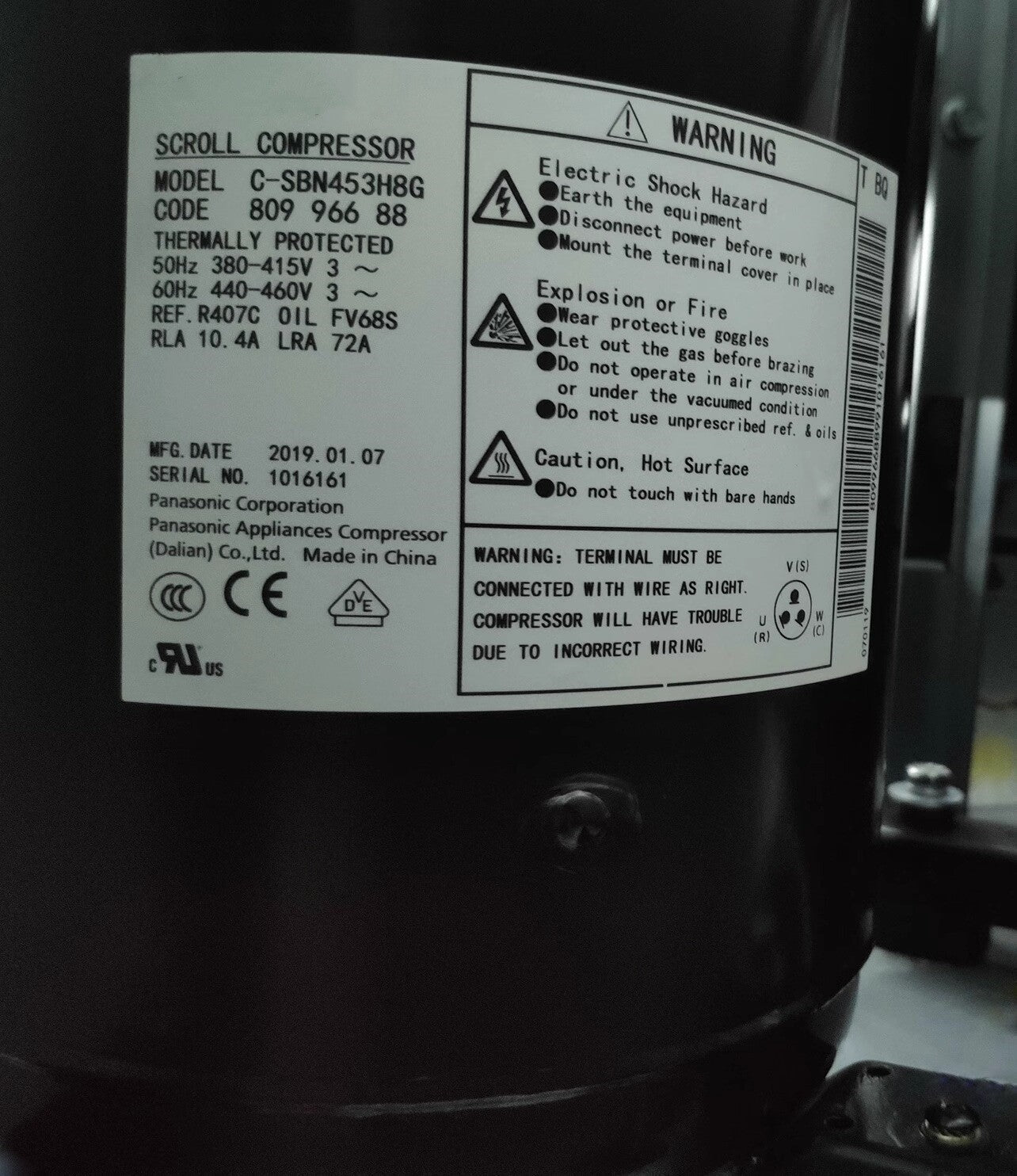 1PCS  Panasonic Compressor Multiple air conditioning systems C-SBN453H8G