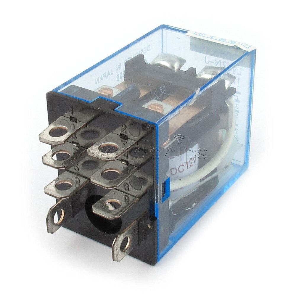 10PCS DC12V DC Coil Power Relay LY2NJ DPDT 8 Pin HH62P JQX-13F With Socket Base