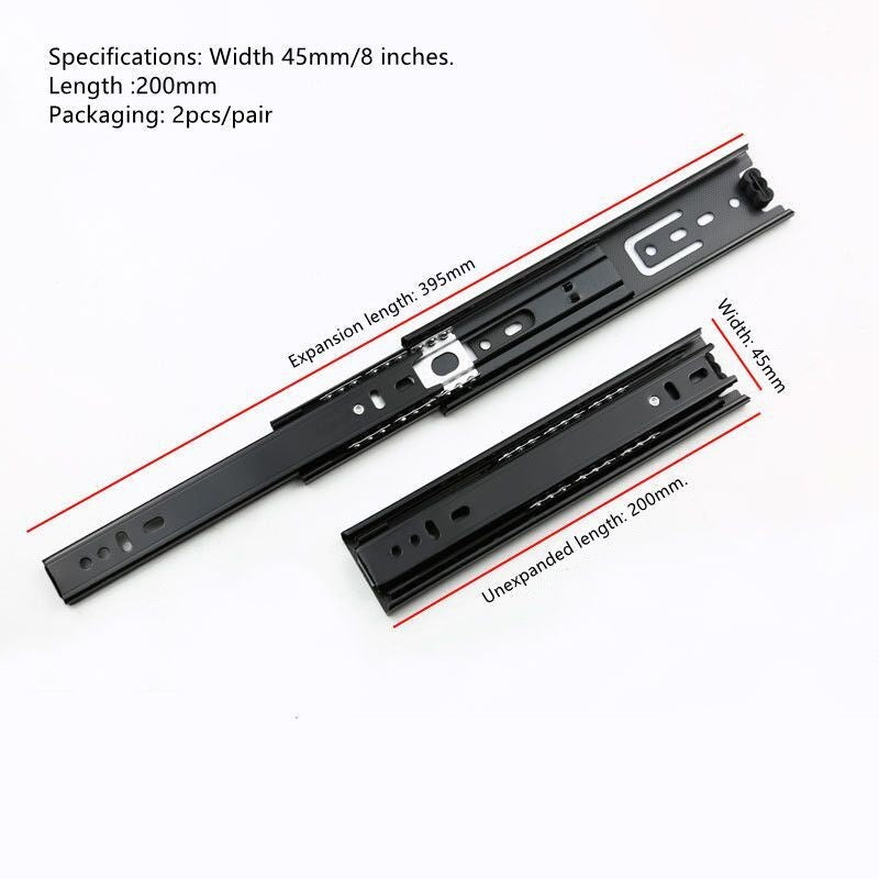 1Pc Drawer Short Slide Fold 3Section Ball Guide Rail Track 35mm 45m 4 to 8Inches