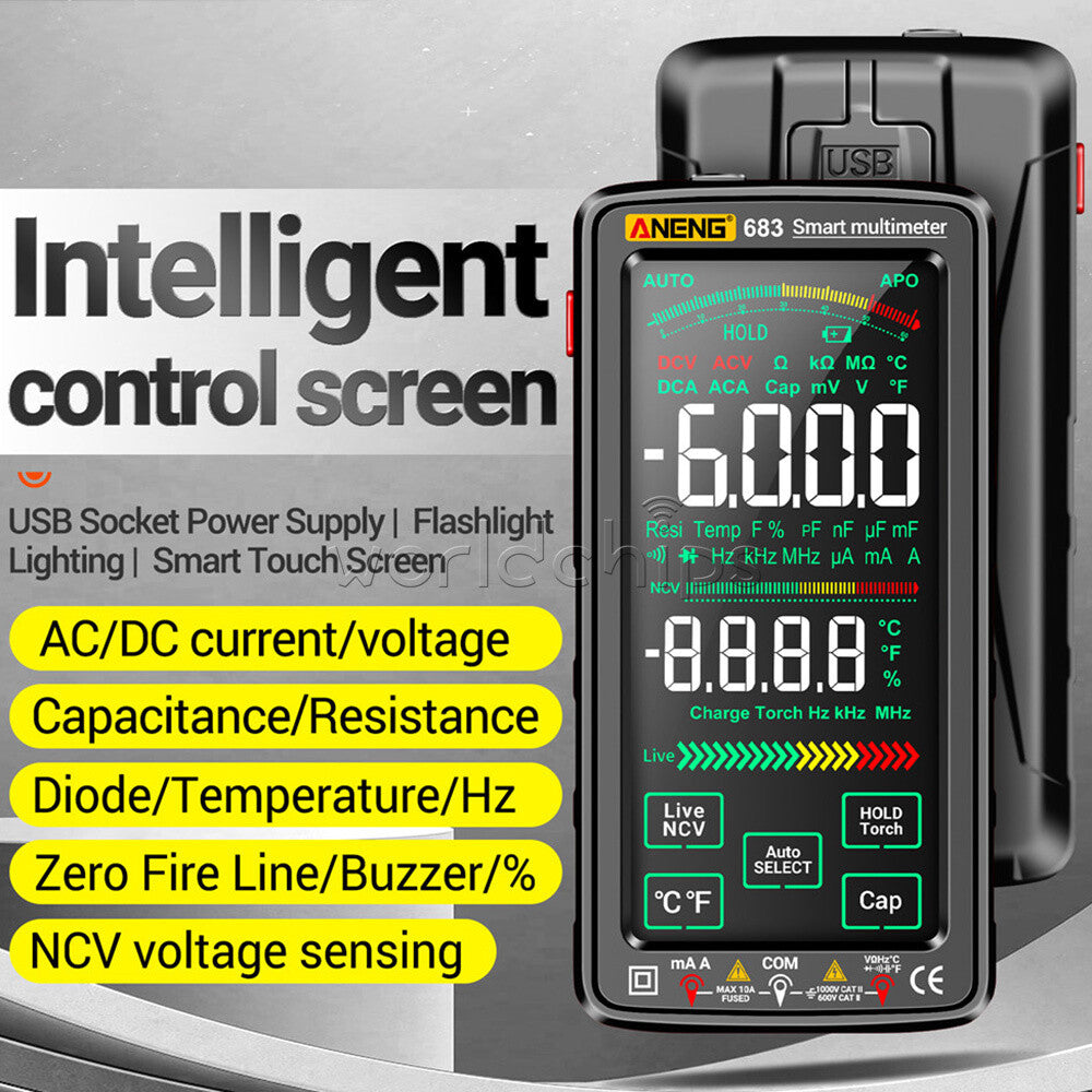 ANENG 683/682/681 Smart Digital Multimeter AC/DC Capacitance Meter Diode Tester