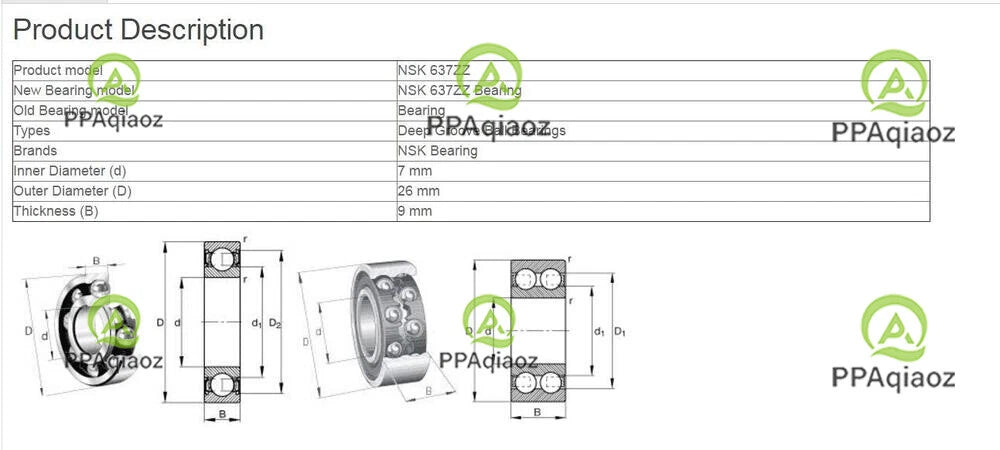 10PCS NSK 637ZZ Deep Groove Ball Bearings 7x26x9mm #P
