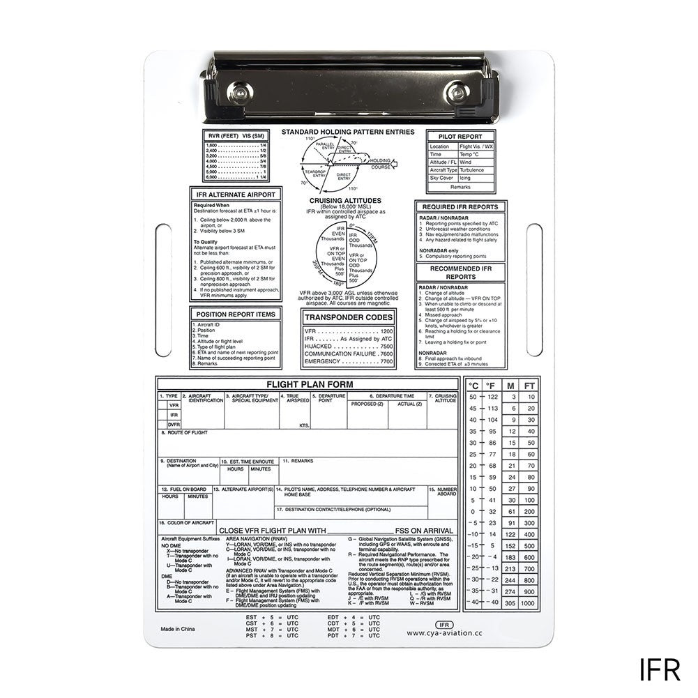 Aluminum Knee Board with Positioning Cards Essential for Flight Students