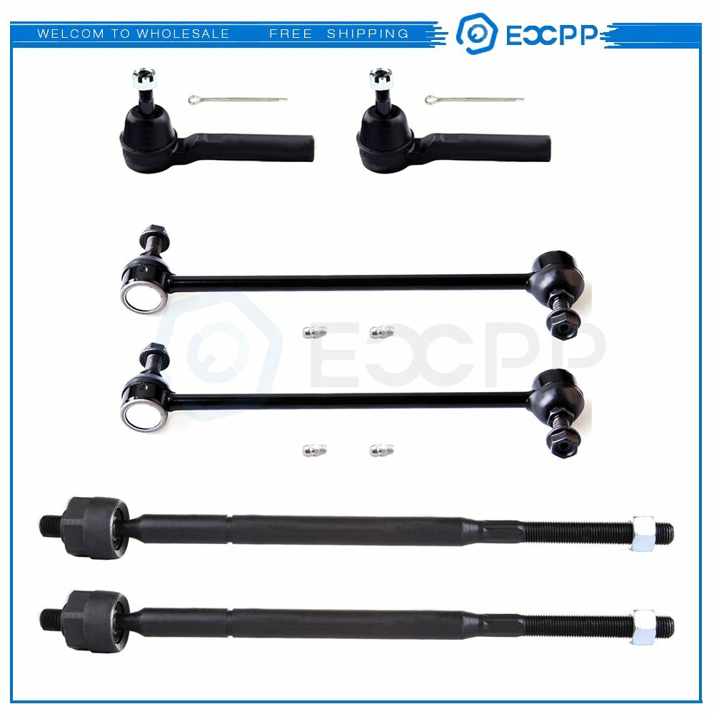 6pcs Front Inner Outer Tie Rods Sway Bars Kit For 2008-2010 Dodge Grand Caravan