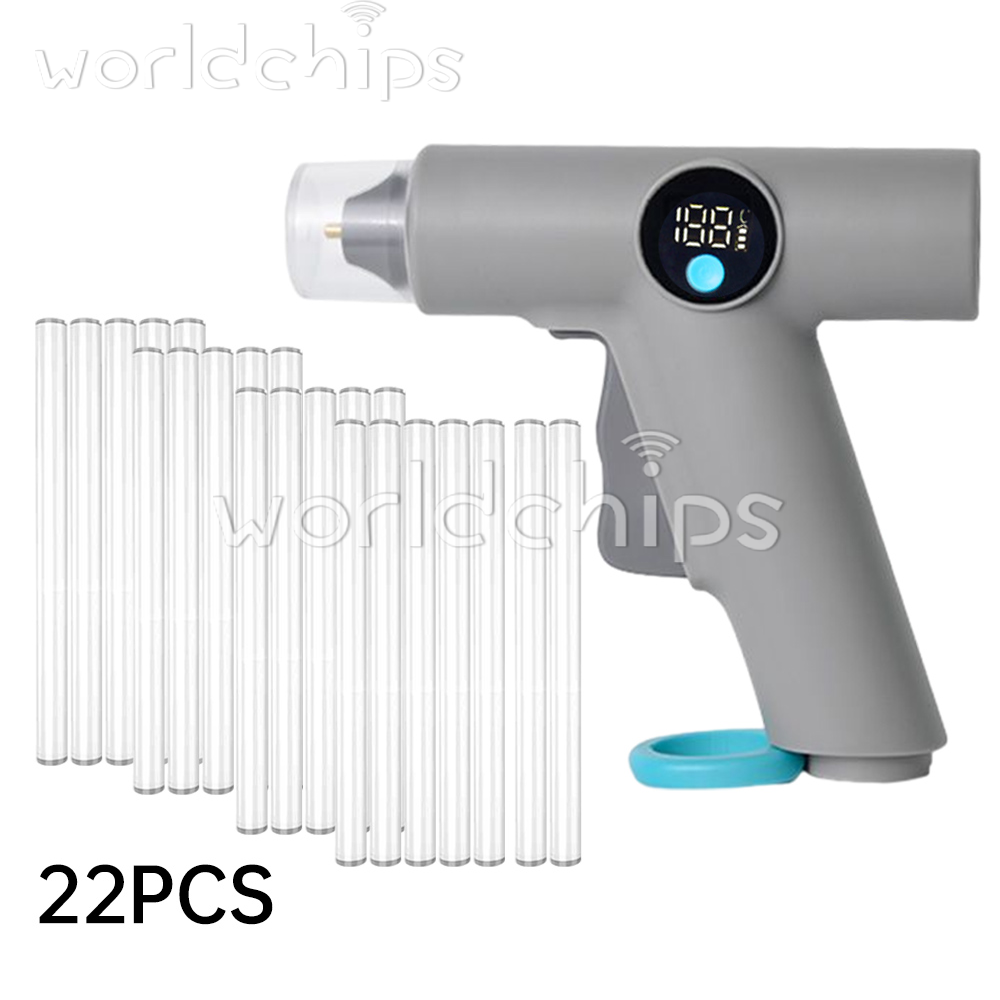 25W LED Digital Cordless Hot Glue Gun With 22pcs Glue Stick For DIY Hand Craft