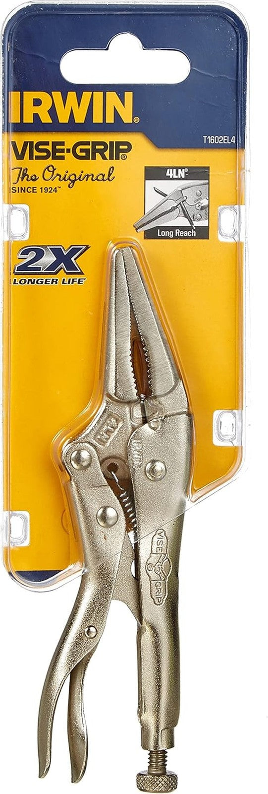VISE-GRIP  Locking Pliers, Long Nose, 4-Inch (1602L3), 100Mm